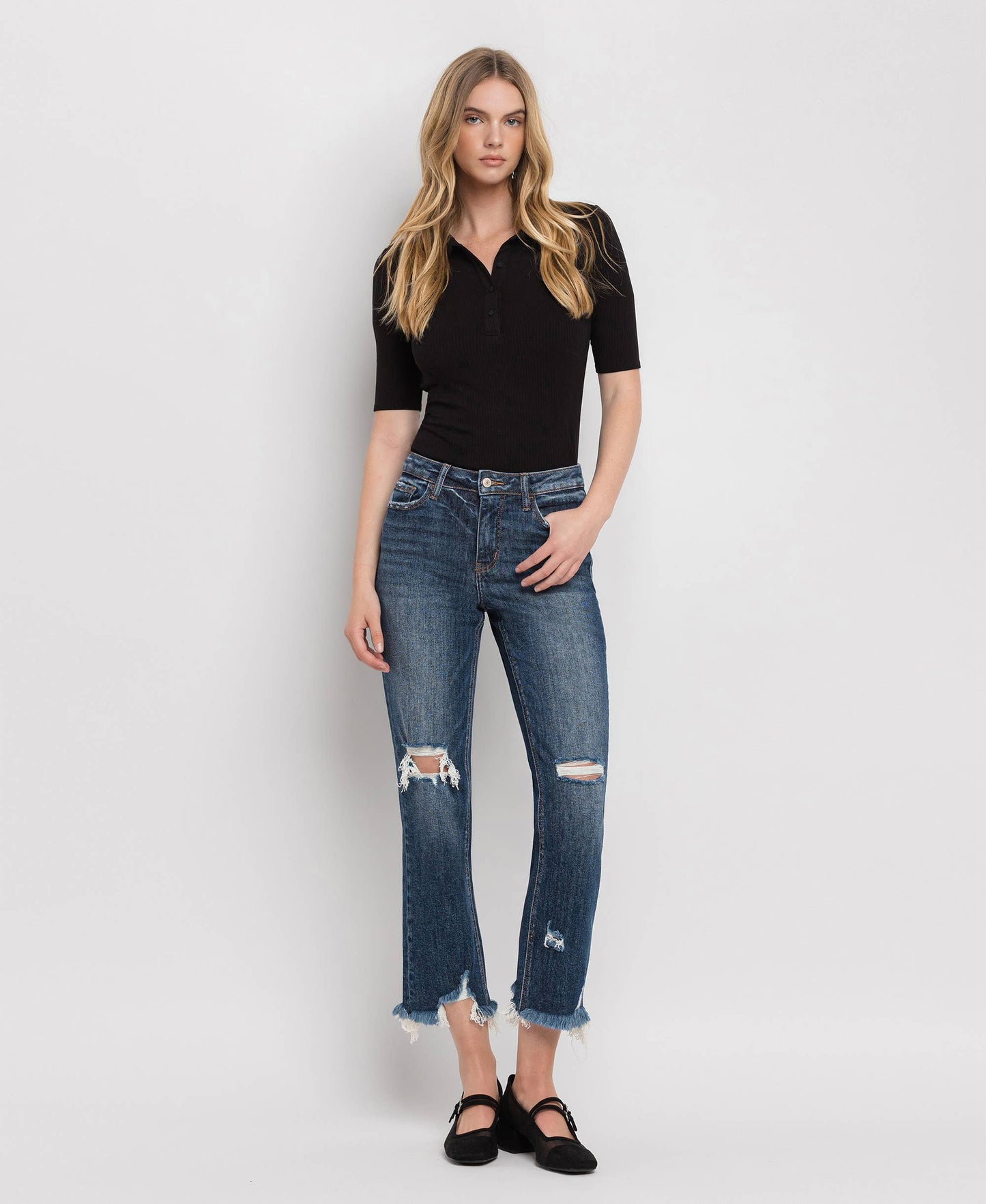 HIGH RISE CROP STRAIGHT JEANS LV1008