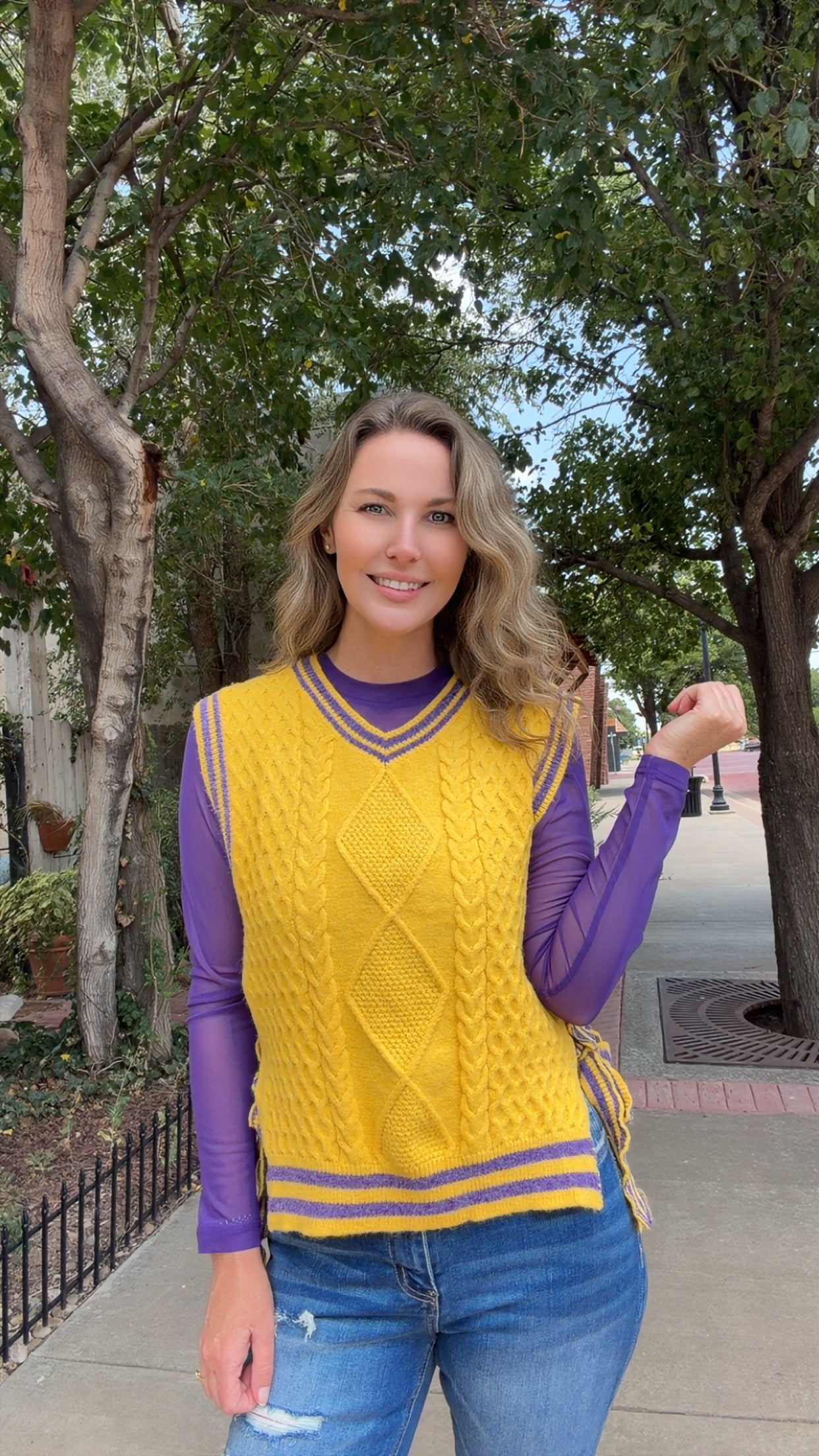 GAMEDAY THEME TEXTURED KNIT SWEATER TOP