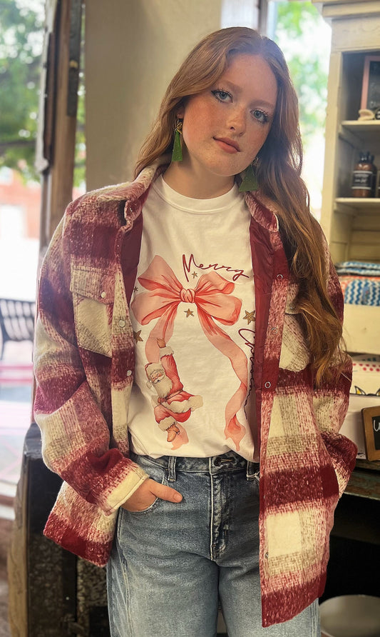 BUTTON DOWN PLAID SHACKET