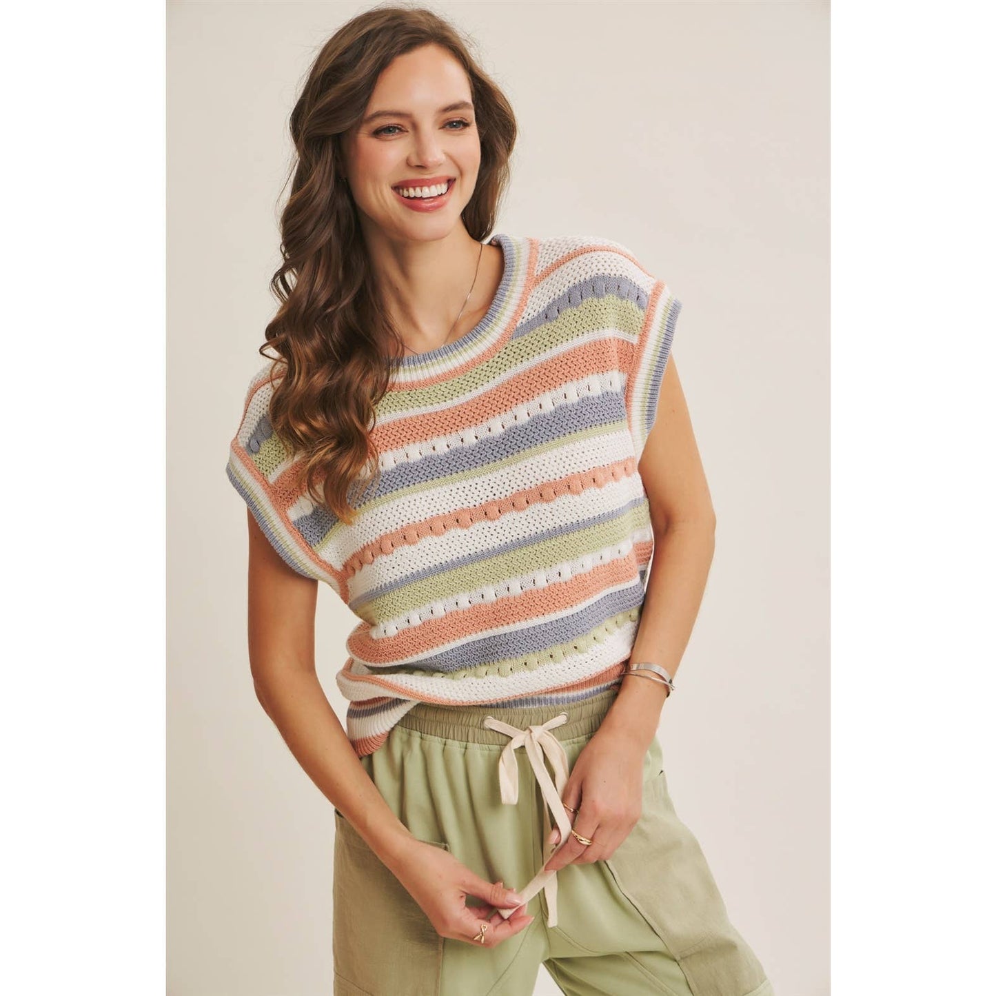 EASY BREEZY MADE FOR LAID BACK DAYS STRIPE SWEATER VEST