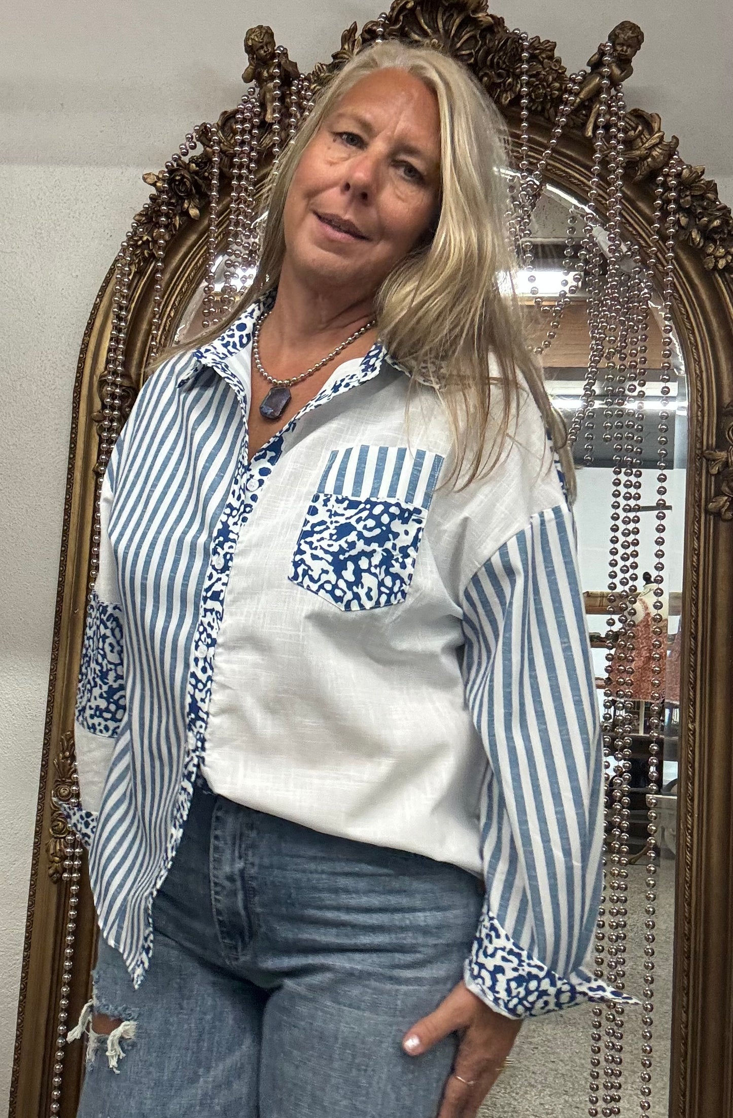 Leopard Striped Western Long Sleeve Casual Shirt (S-XL)