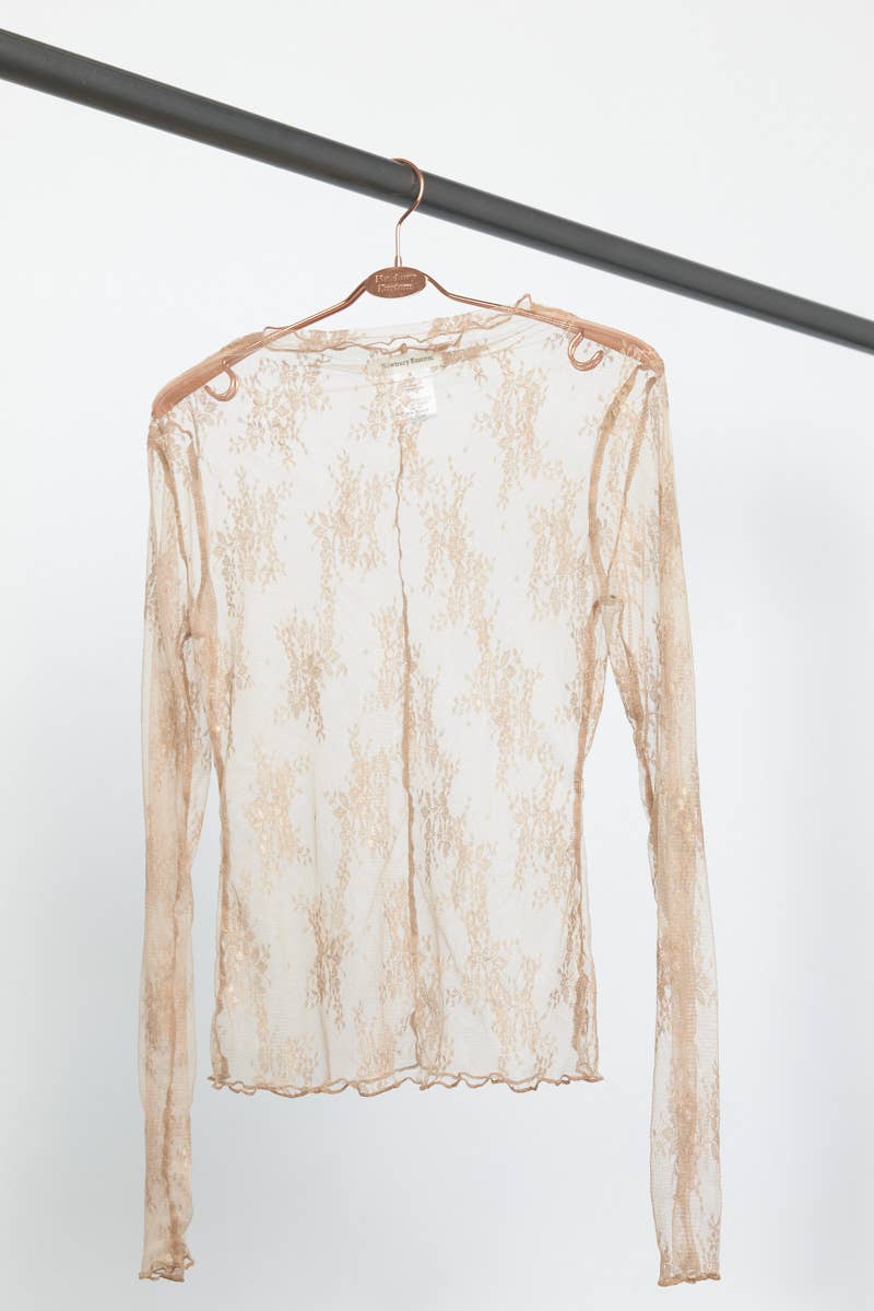 LONG SLEEVE SHEER LACE MESH TOP