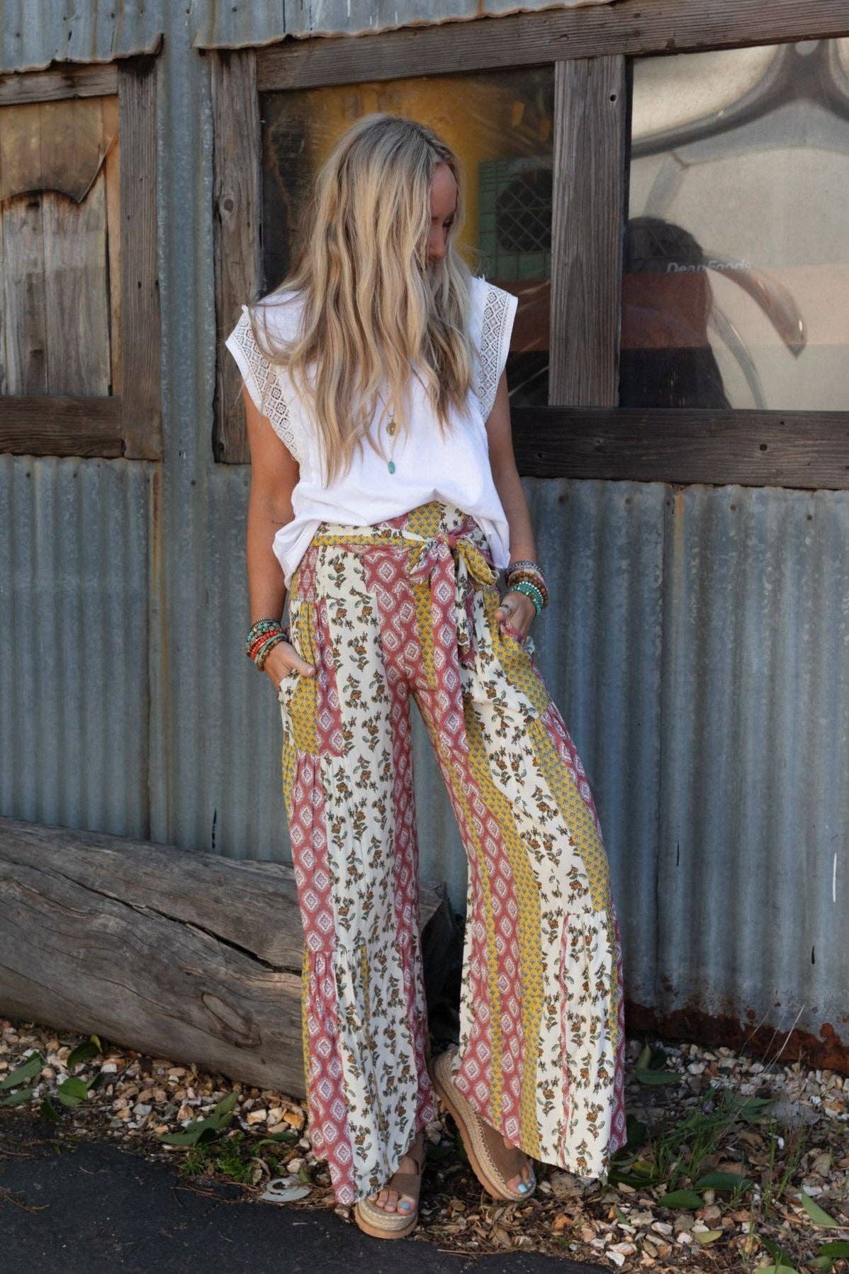 Secret Admirer Printed Pants - Patchwork Multi