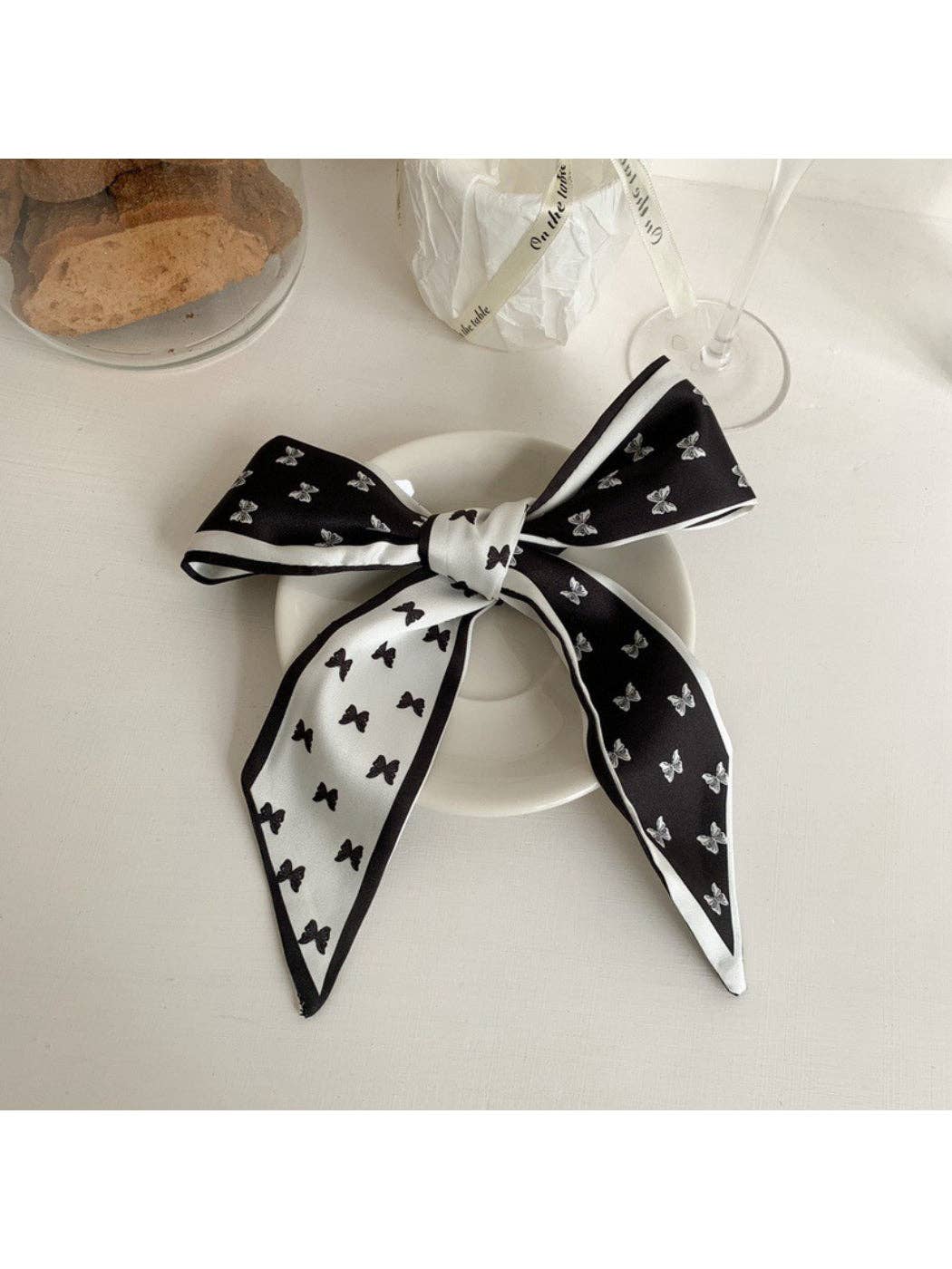 Scarvii - Vintage Butterfly Motif Skinny Scarf