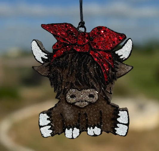 Highland Cow with Bow/Car Scent/Air Freshener