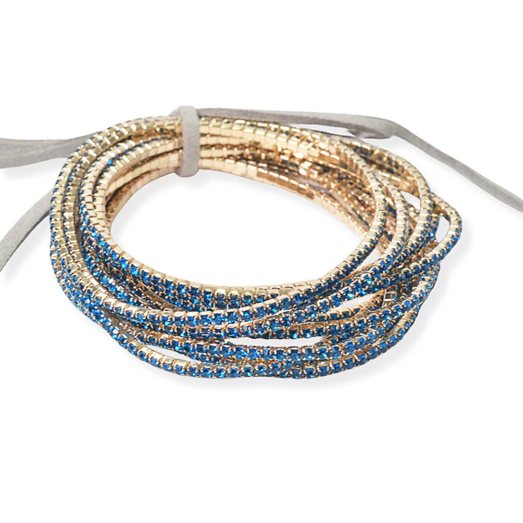 Pave rhinestone multi layered stretch bracelet