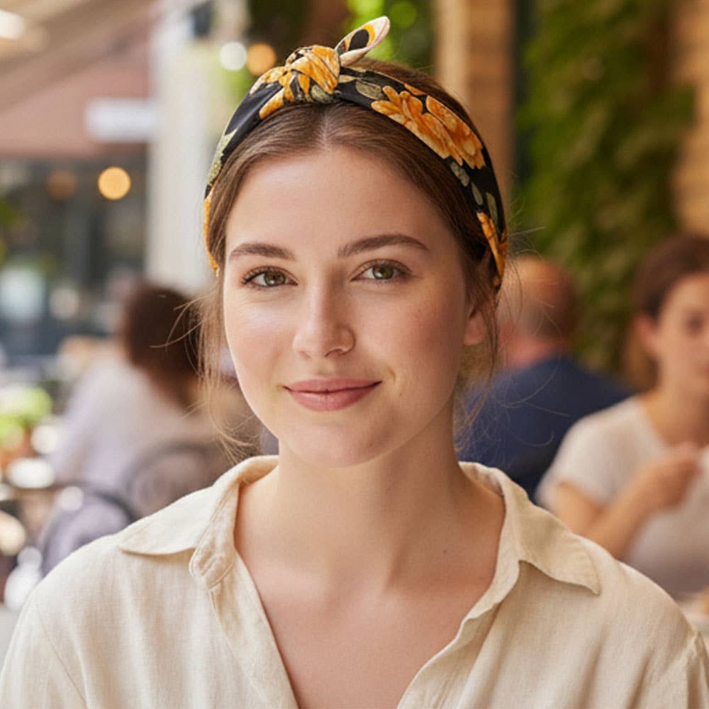 Floral Garden Printed Square Silky Satin Bandana Scarf