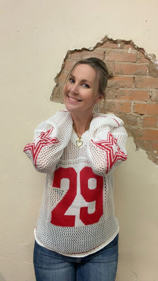 Trendy Number Crochet Hollow Out Knit Sweater DP25F529