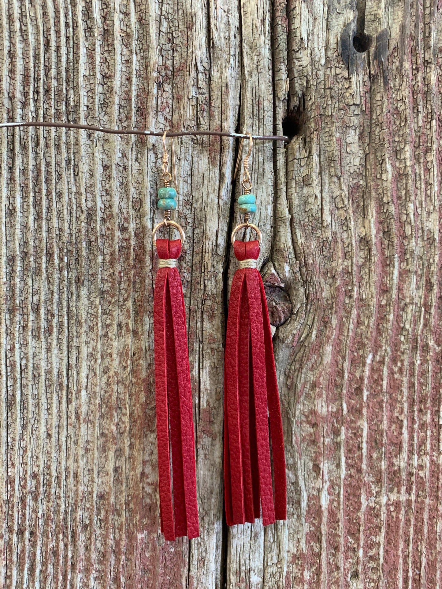 Leather Tassel w/Stone Earring