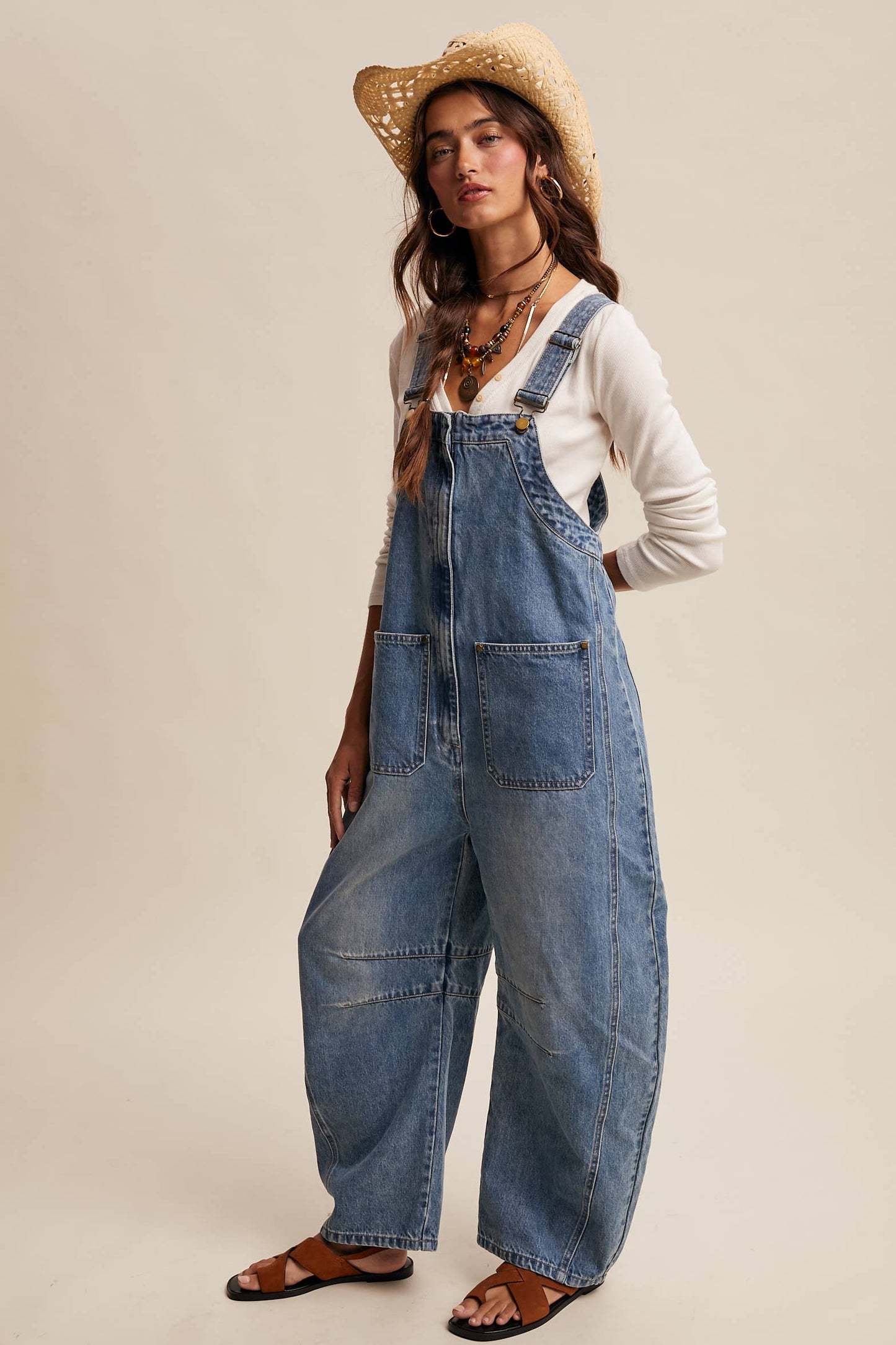 Western Wide-Leg Denim Overalls LRP0336