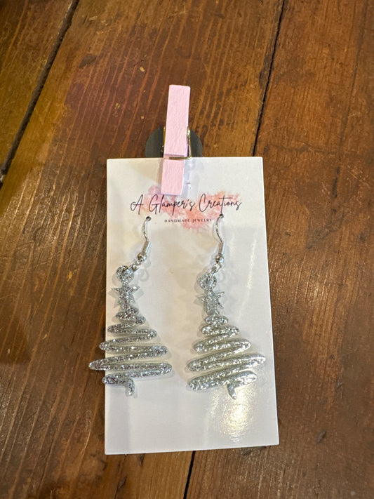 Christmas Tree Glitter Earrings