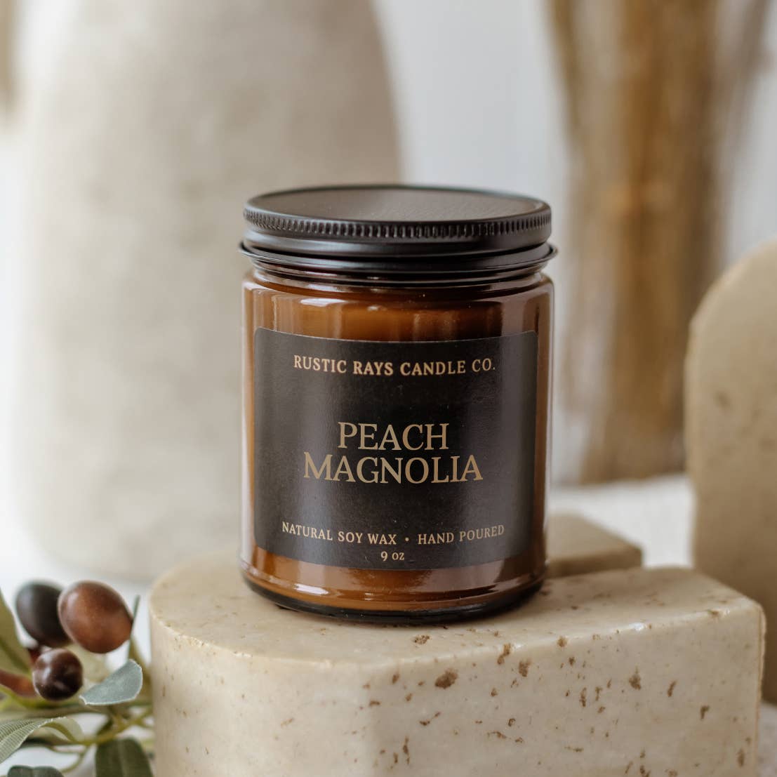 Peach Magnolia 9 oz Soy Candle - Spring Home Decor & Gifts