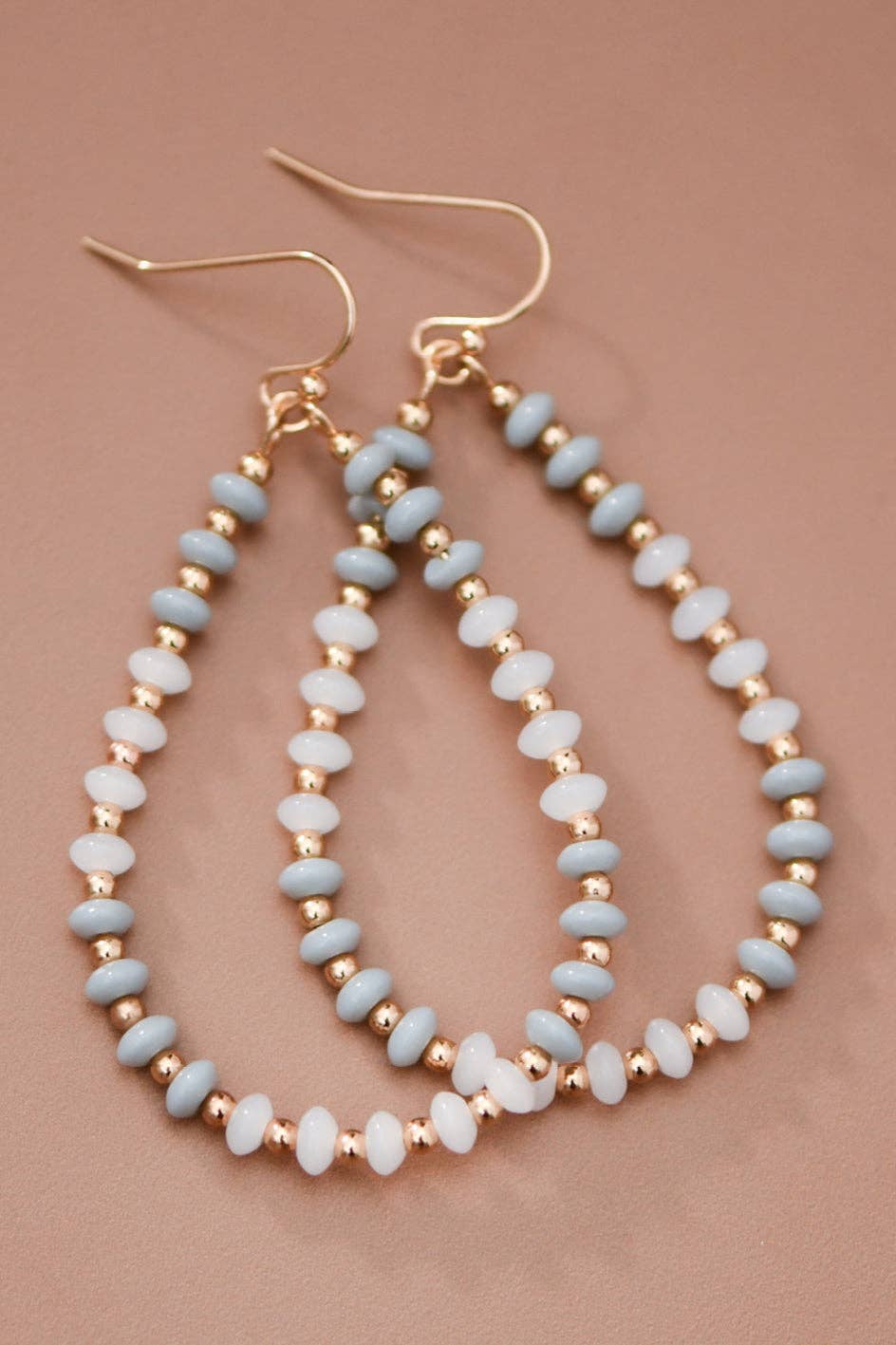 Teardrop Wire Beaded Glass Crystal Earrings – 8080