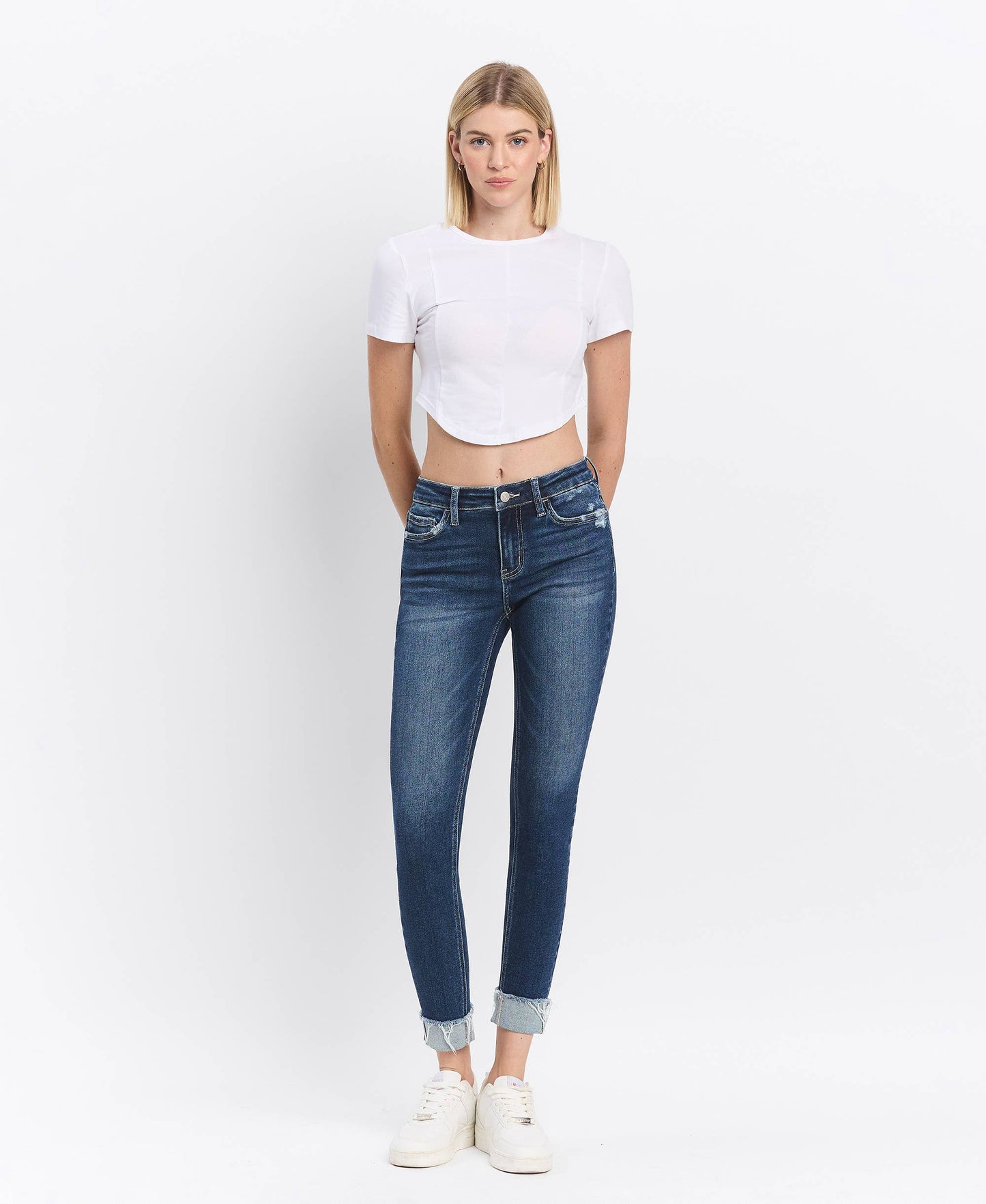 Lovervet MID RISE DARK WASH CUFFED SKINNY JEANS LV1280D