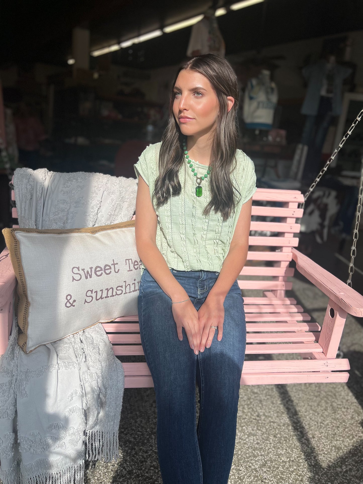 Solid Textured Cap Sleeve Pullover Blouse
