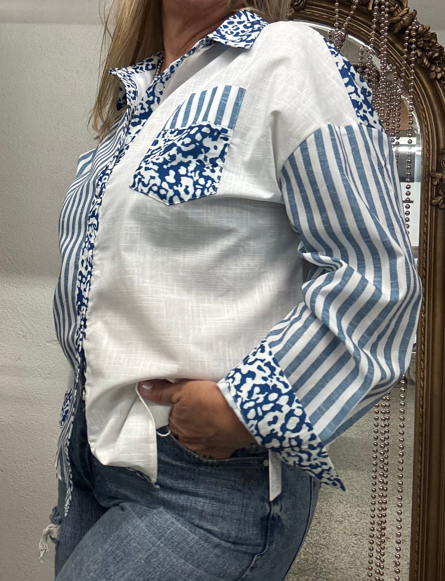 Leopard Striped Western Long Sleeve Casual Shirt (S-XL)