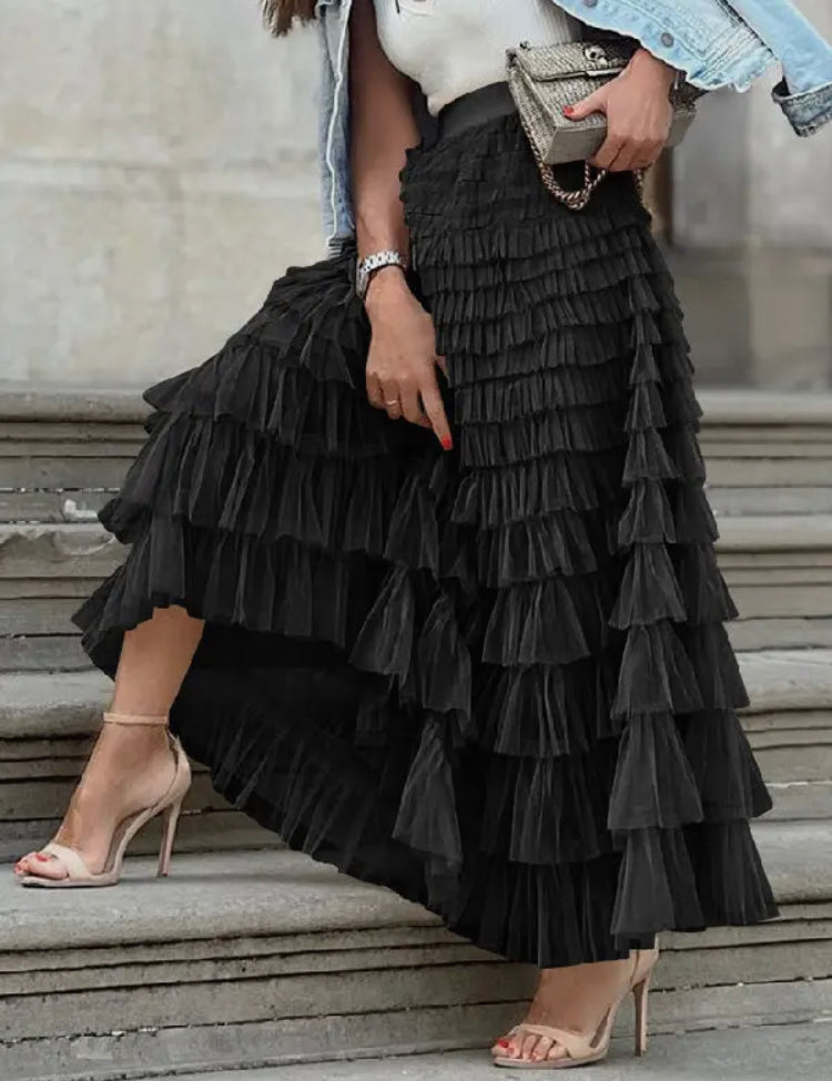 Black tiered gauze skirt