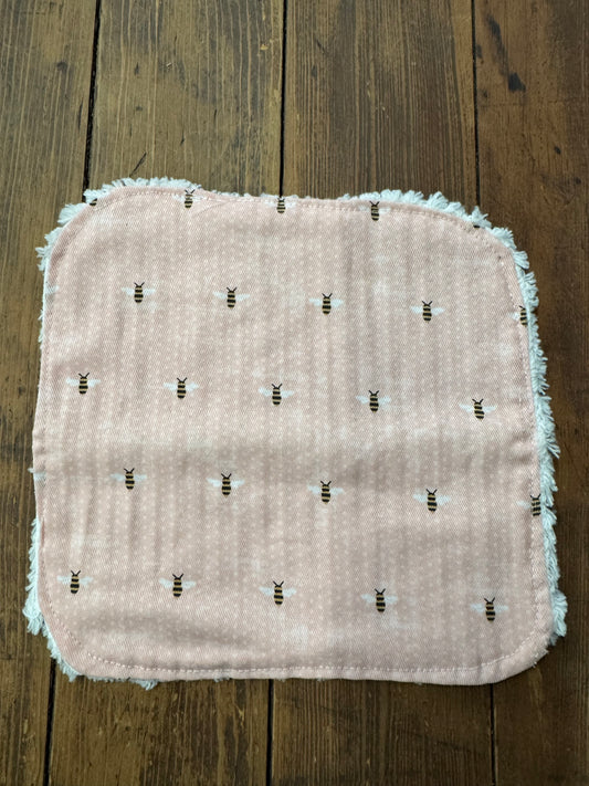 Pink Bee baby wash cloth