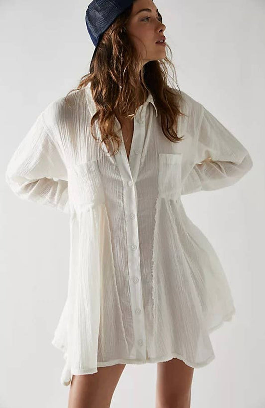 GAUZE WIDE SWEEP PANELED SHIRTING