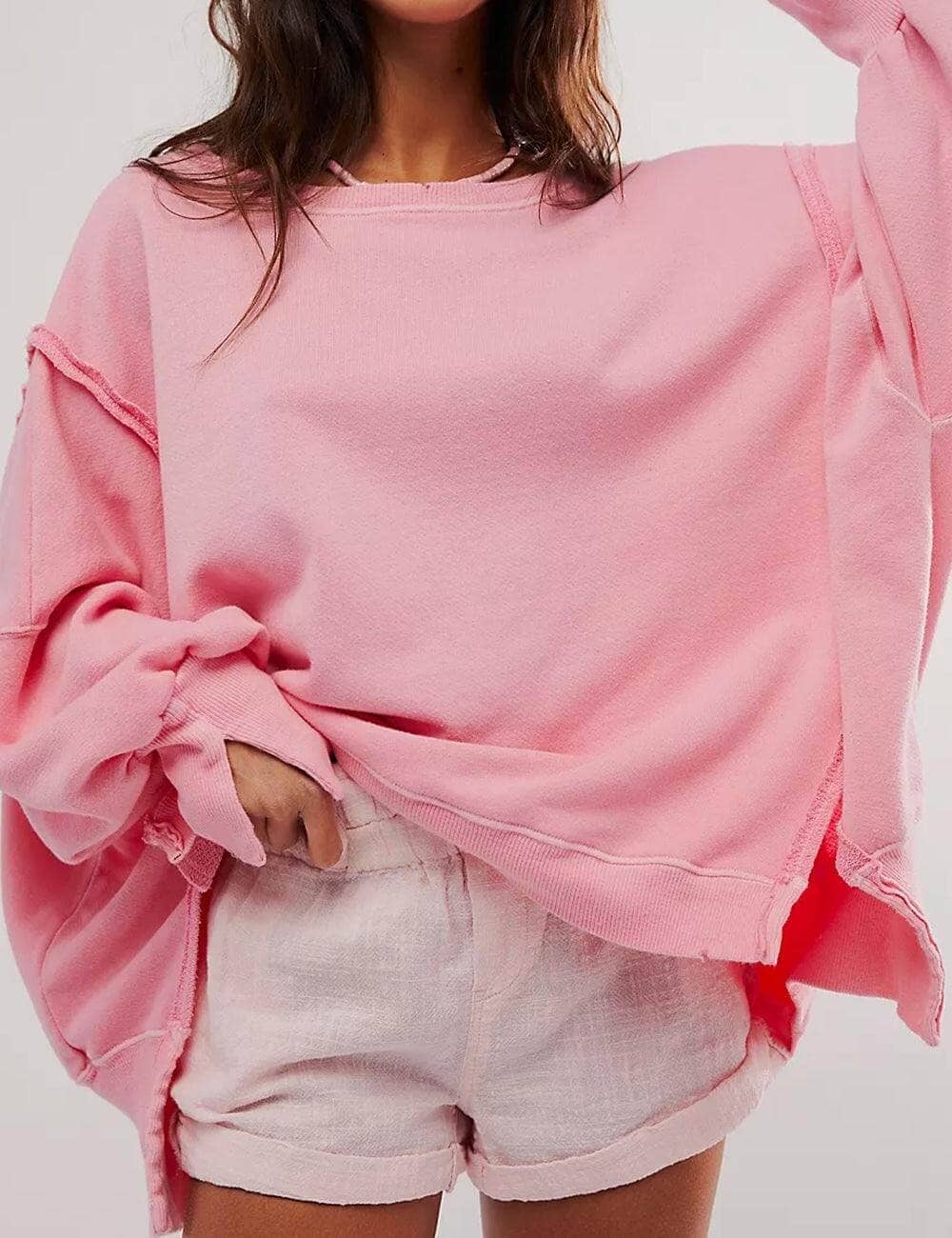 Solid Color Round Neck Split Hoodies DPH1638