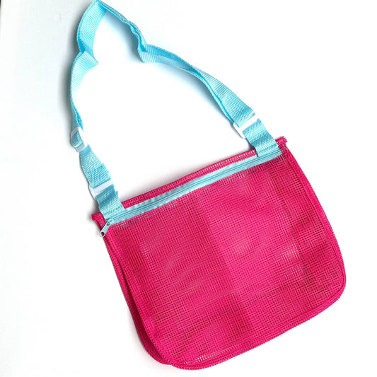 Kids Mesh Shell Collecting Beach Bag Fuchsia