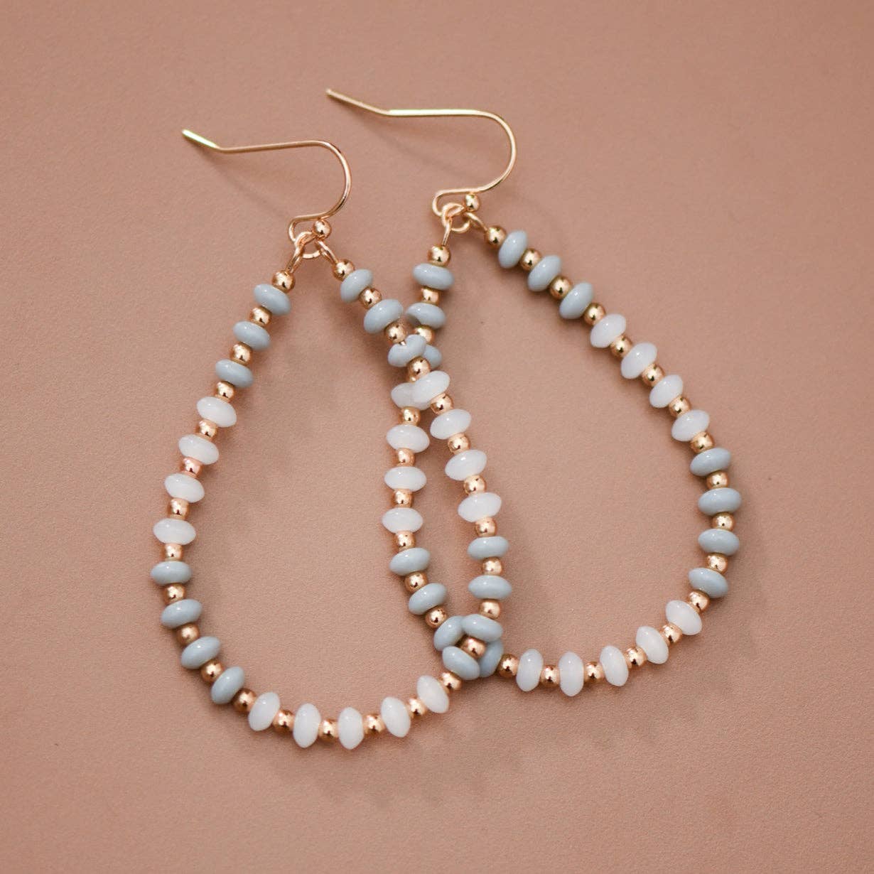Teardrop Wire Beaded Glass Crystal Earrings – 8080