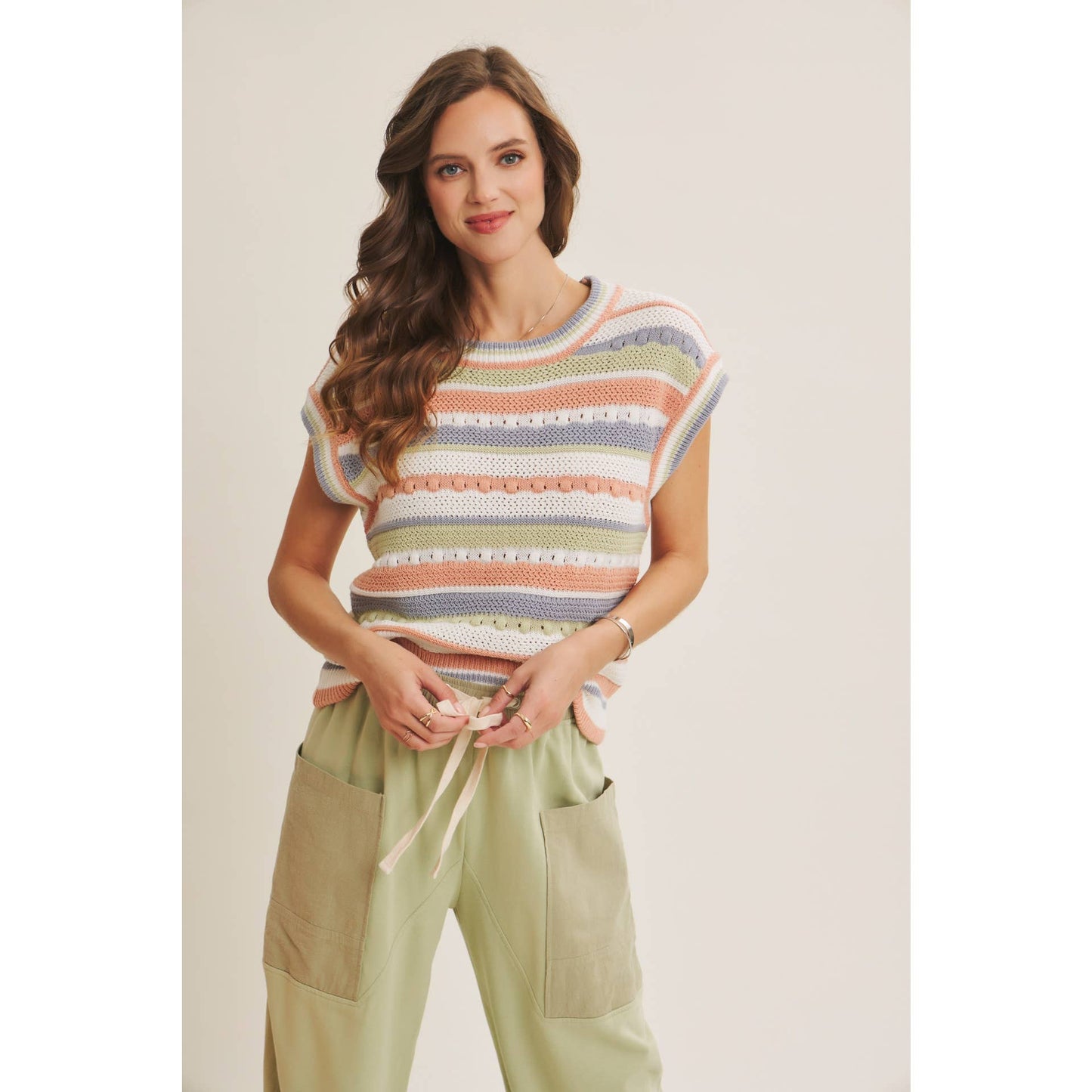 EASY BREEZY MADE FOR LAID BACK DAYS STRIPE SWEATER VEST