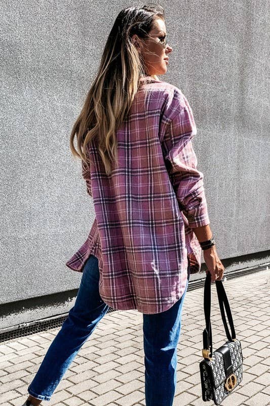 LOOSE FIT PLAID BIG BUTTONED SHIRTS JACKET