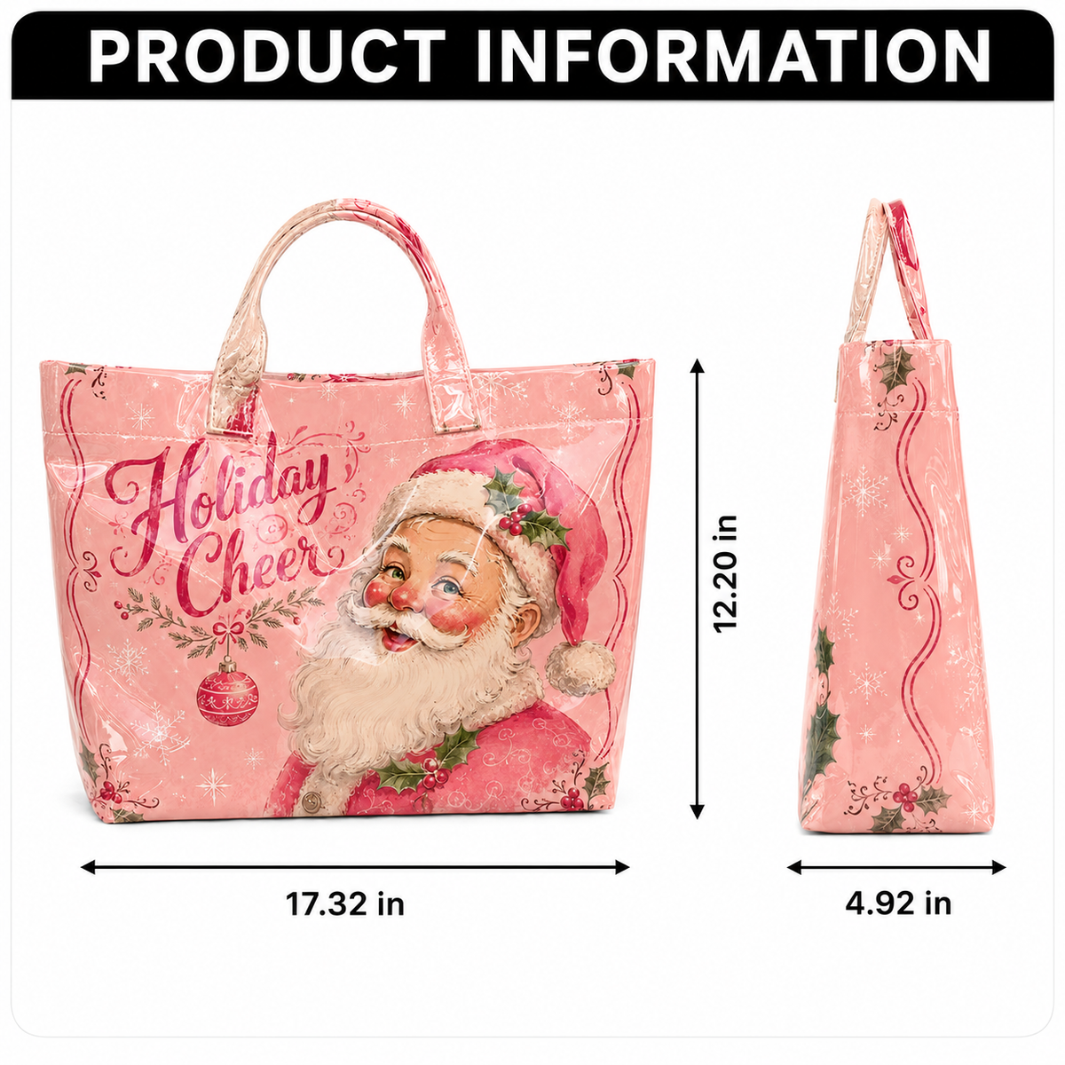 Rosy Noël Vintage Santa Coated Canvas Tote