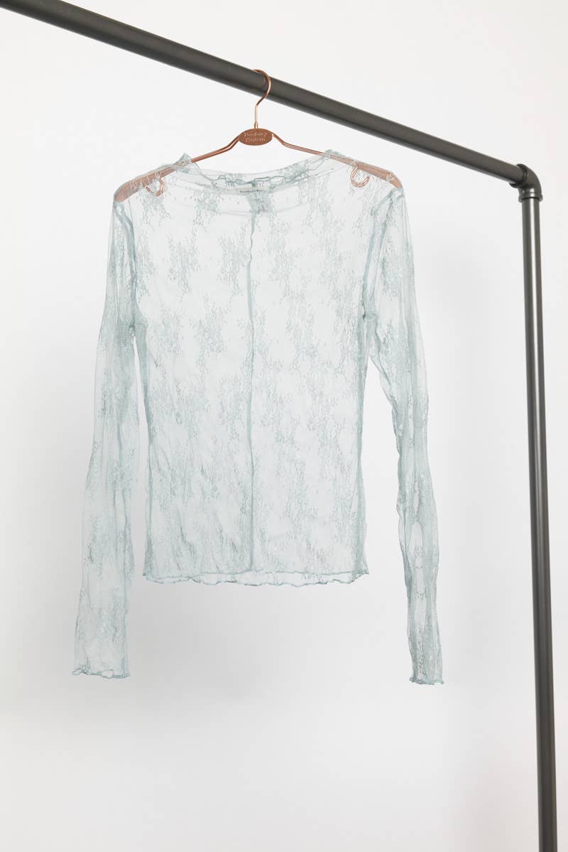 LONG SLEEVE SHEER LACE MESH TOP