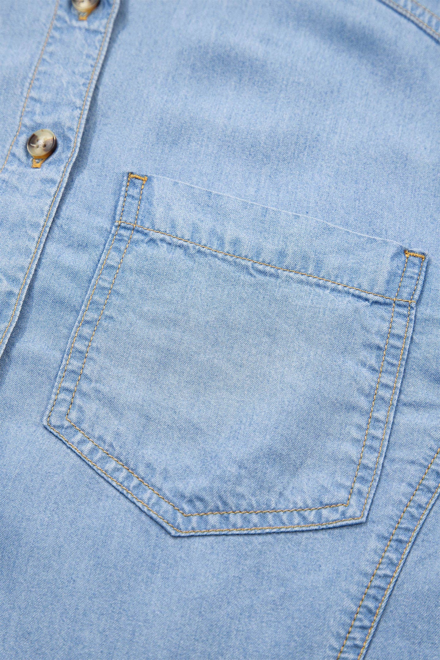 Half Sleeve Button Down High Low Chambray Shirt (S-XL)