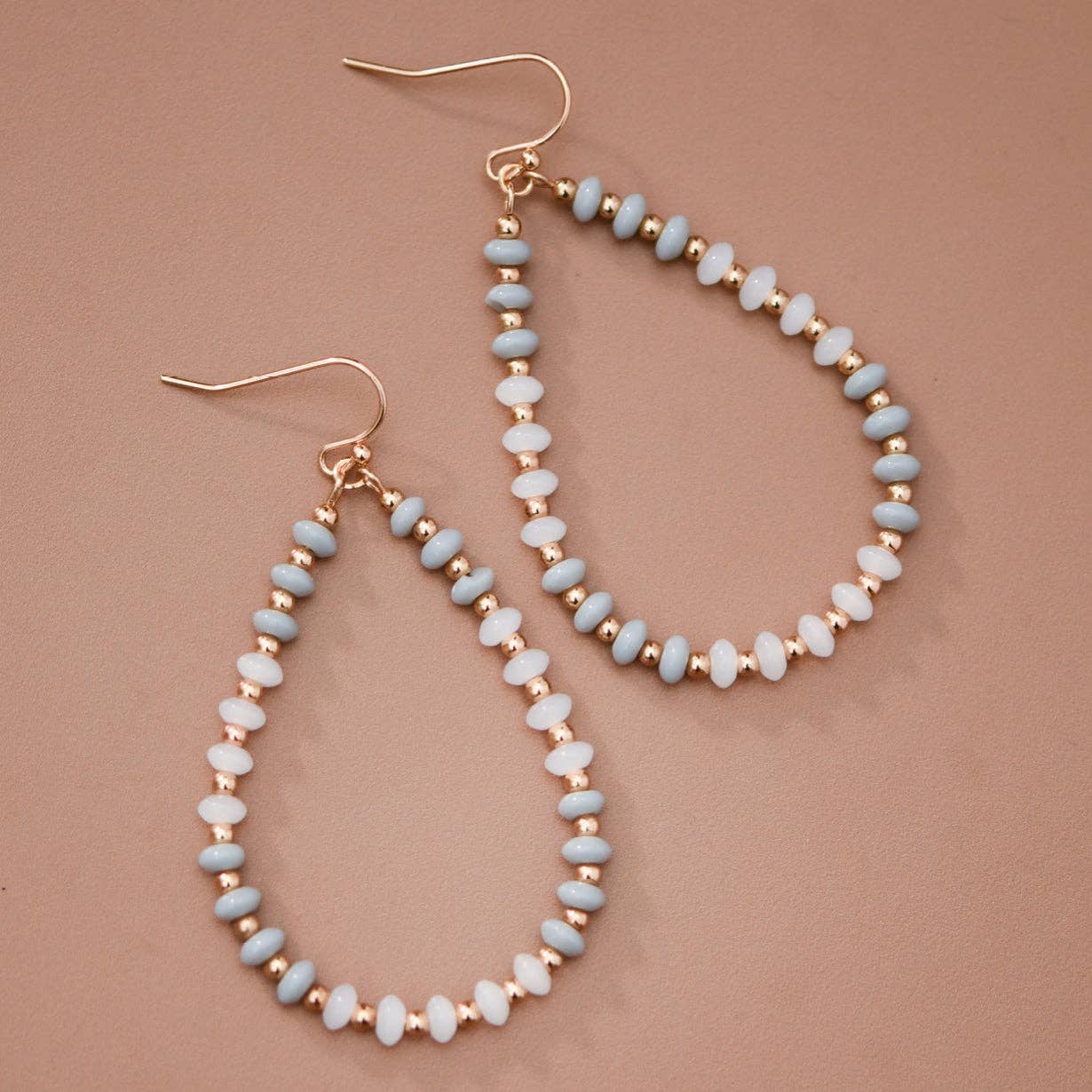 Teardrop Wire Beaded Glass Crystal Earrings – 8080