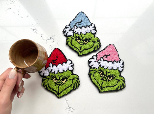 The Grinch Mug Rug Coasters, Grinch Decor