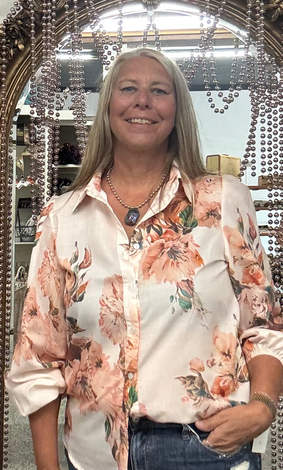 Floral Puff Sleeve Lightweight Shirt (S-XL)