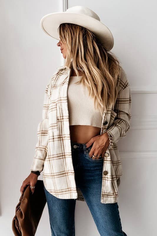 LOOSE FIT PLAID BIG BUTTONED SHIRTS JACKET