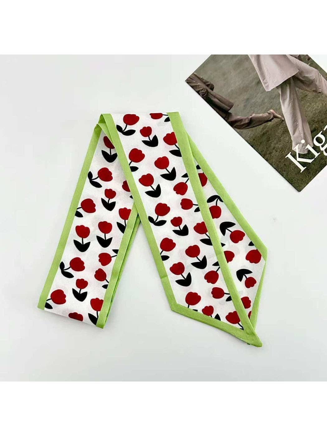 Scarvii - Fresh Cherry Print Skinny Scarf