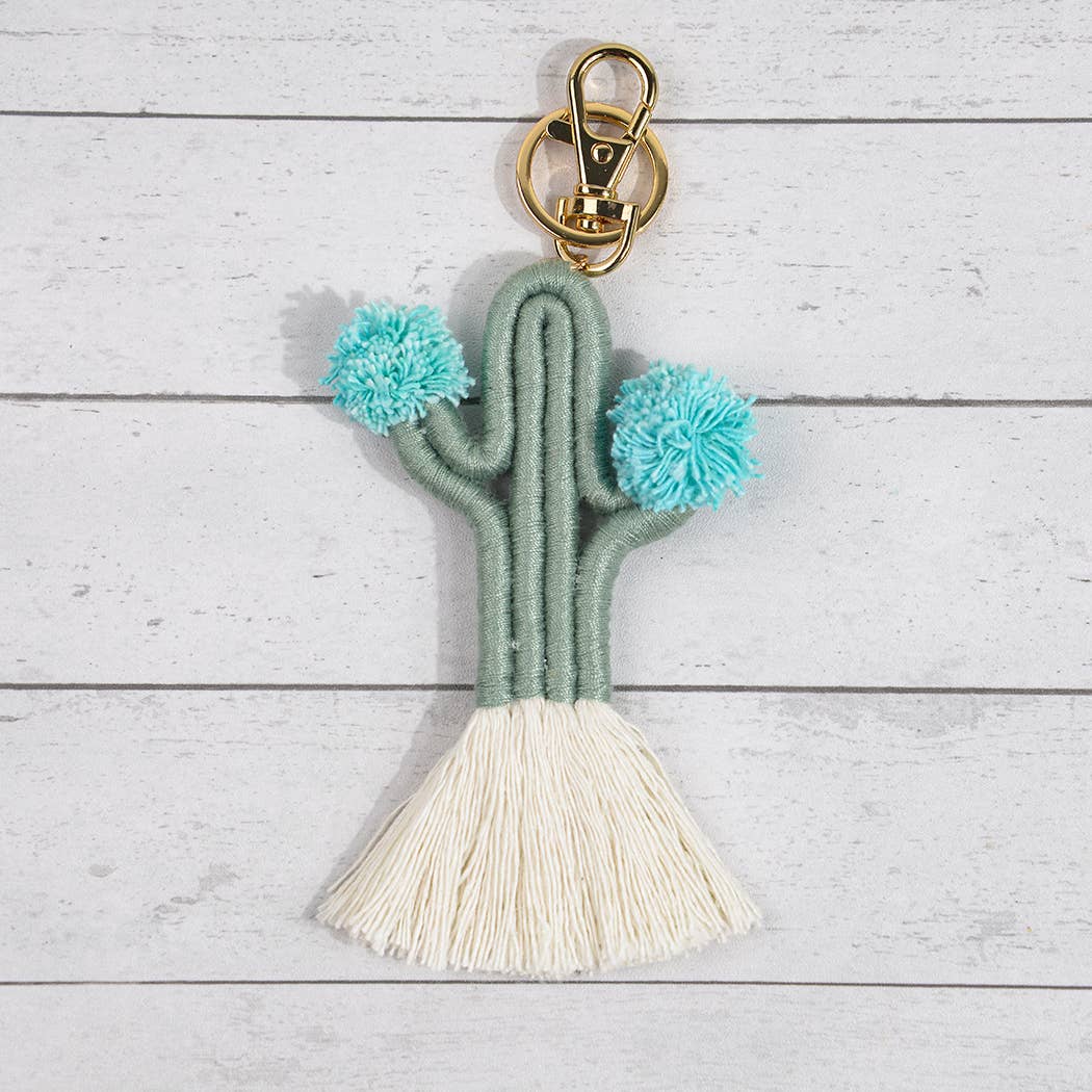 Boho Woven Fringed Cactus Bag Pendant