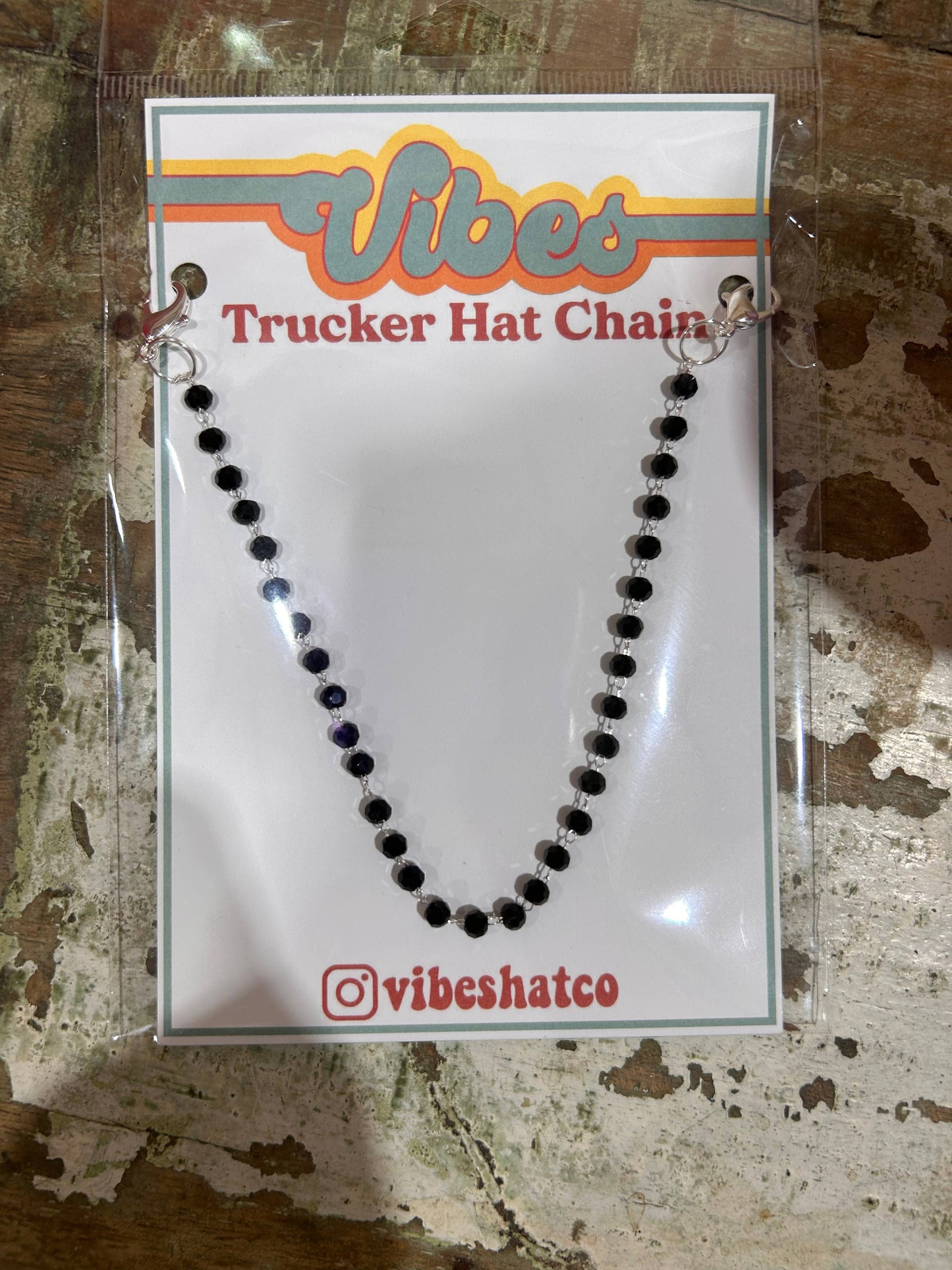 Dainty Black Beaded Trucker Hat Chain | Hat Band | Hat Chain