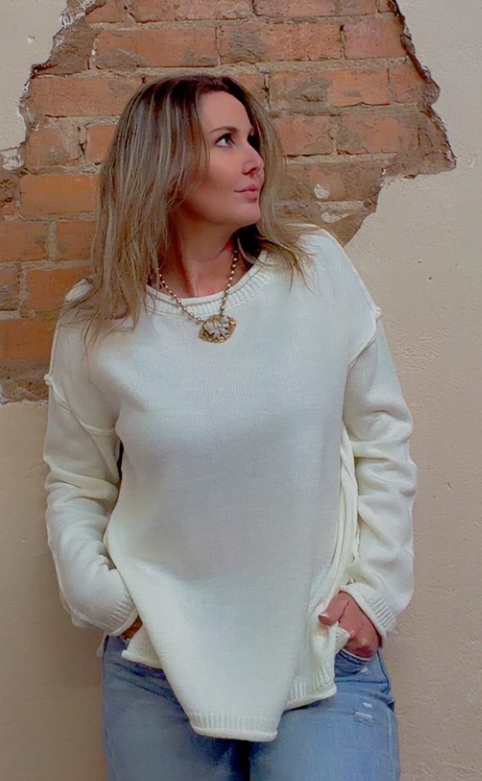 Casual Solid Color Crew Neck Loose Sweater DP25E516