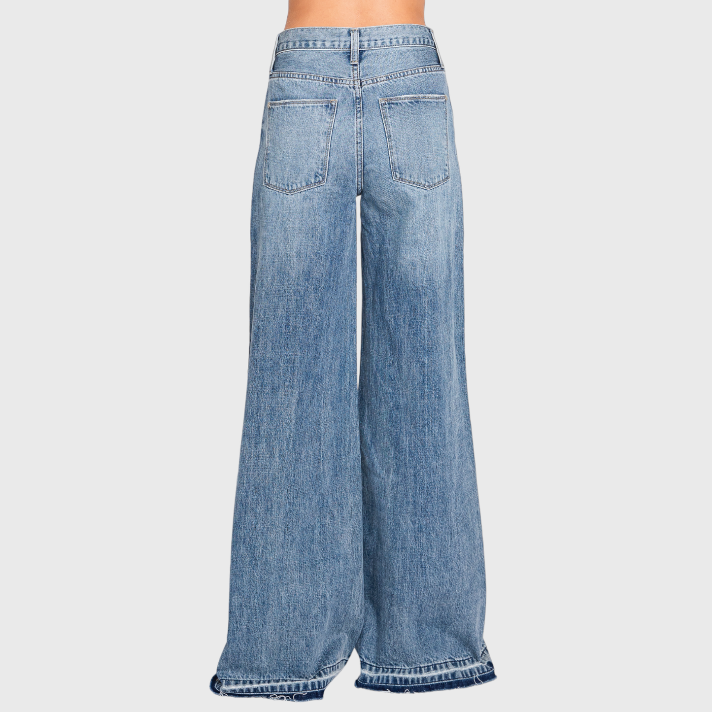 DISTRESSED HIGH RISE RIGID VINTAGE WIDE LEG JEANS