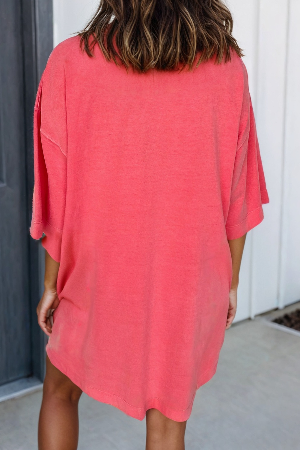 Drop Shoulder Loose T Shirt Mini Dress (S-XL)