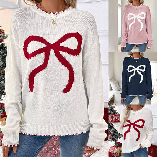 Women  Oversized Christmas Sweater with Round Neck