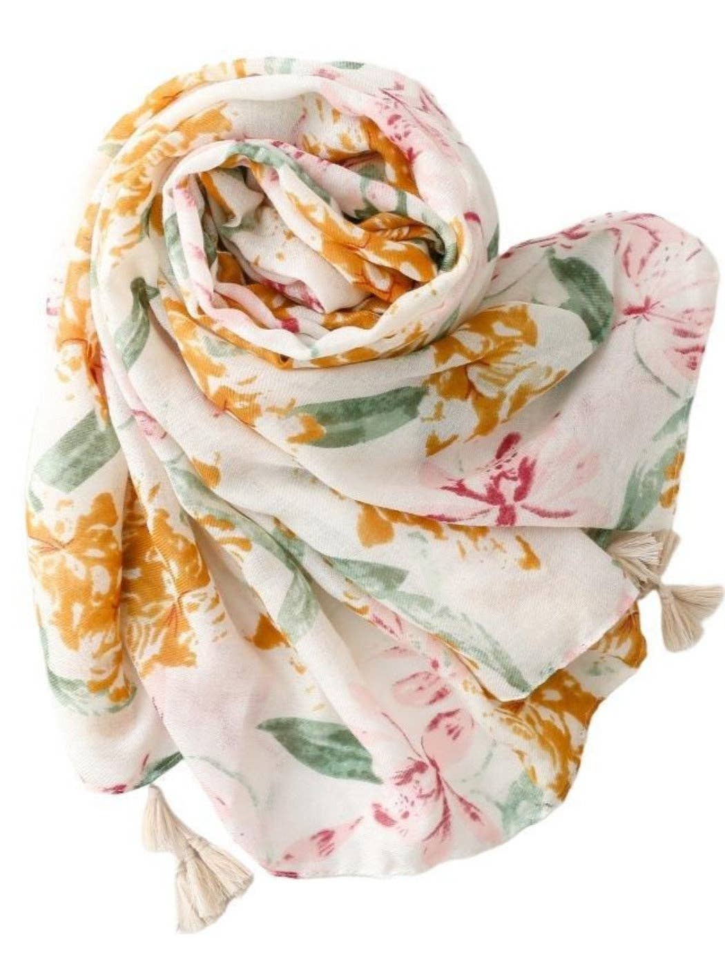 Scarvii - Elegant Scarf with Floral Leaf Print