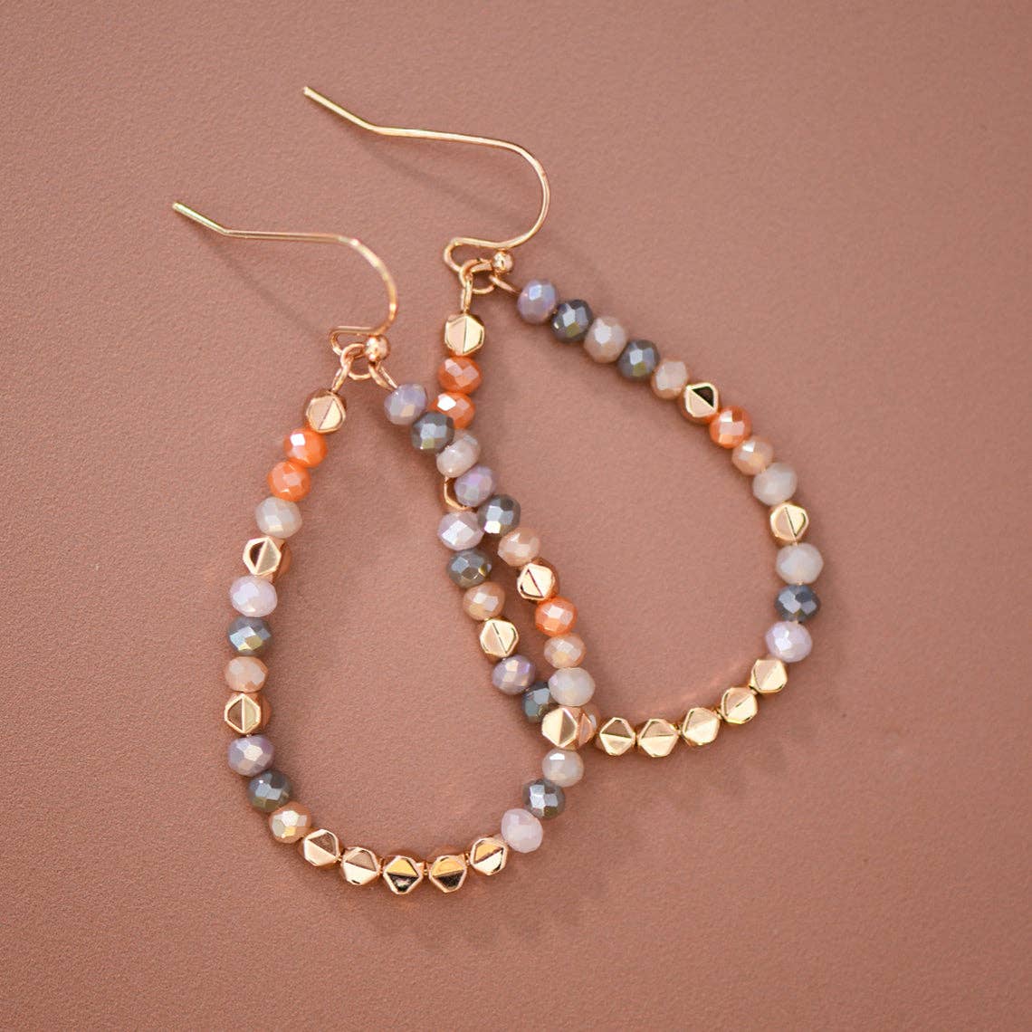 Multicolor Glass Crystal Beaded Teardrop Earrings – 8098