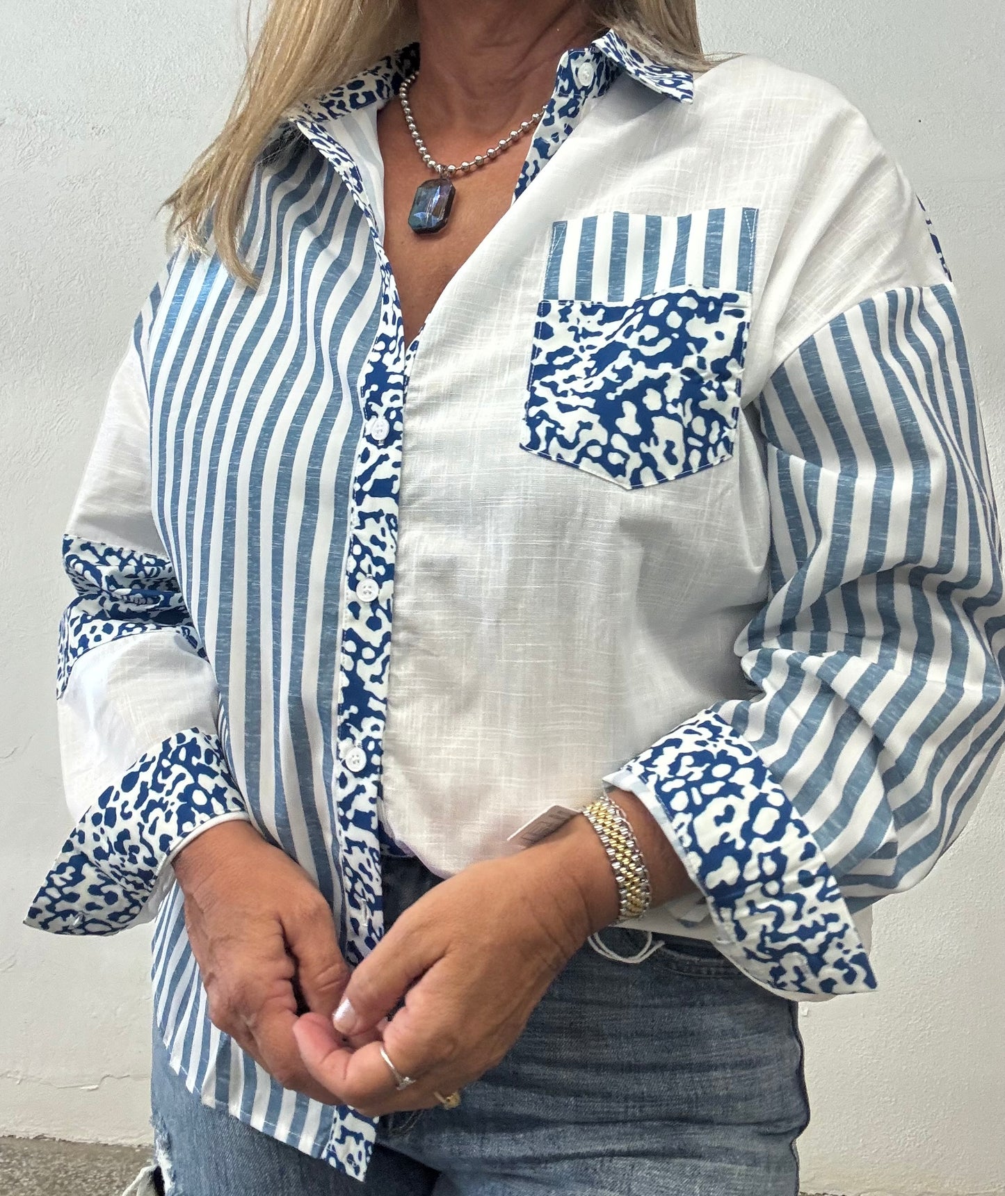 Leopard Striped Western Long Sleeve Casual Shirt (S-XL)