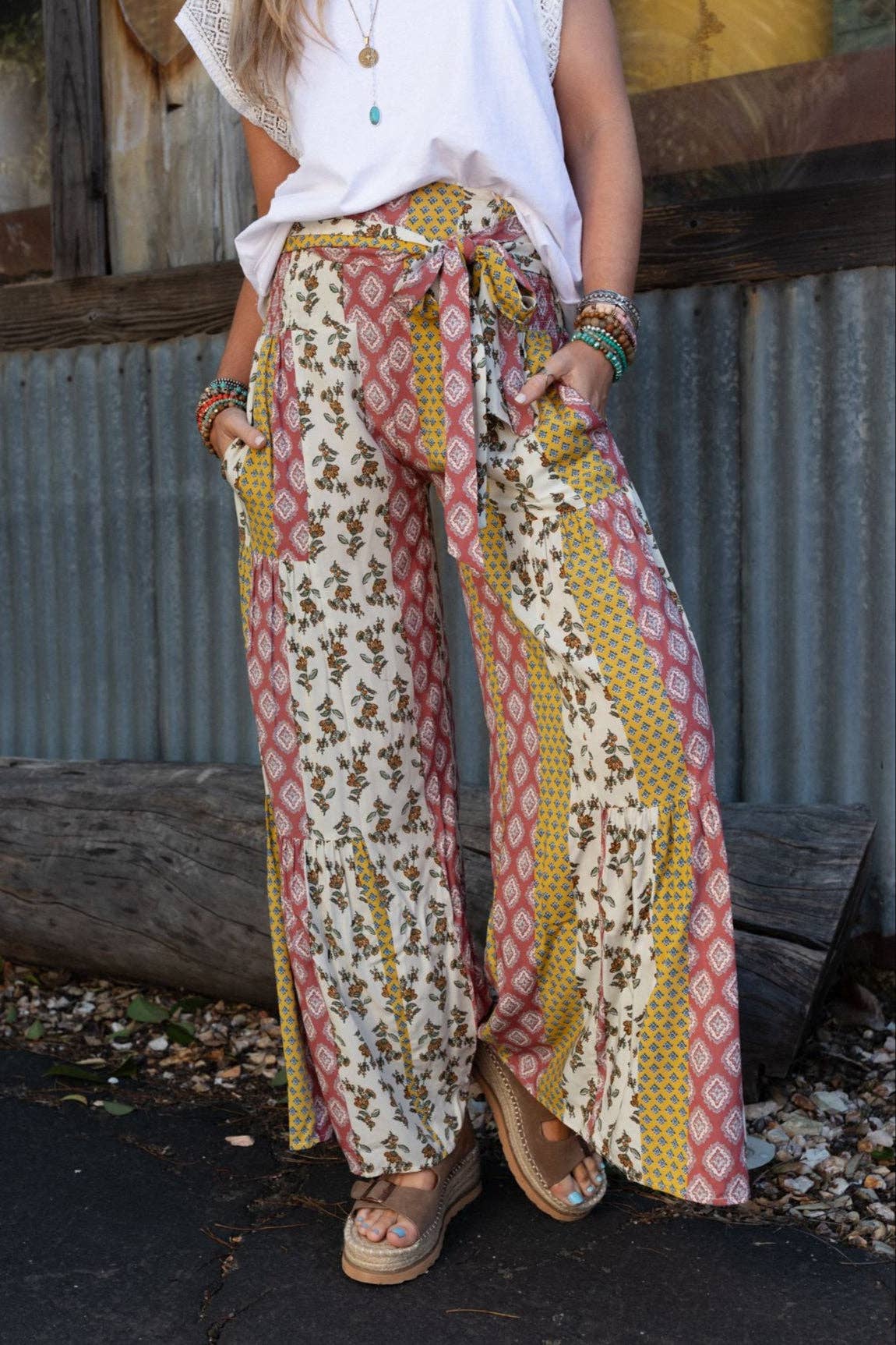 Secret Admirer Printed Pants - Patchwork Multi