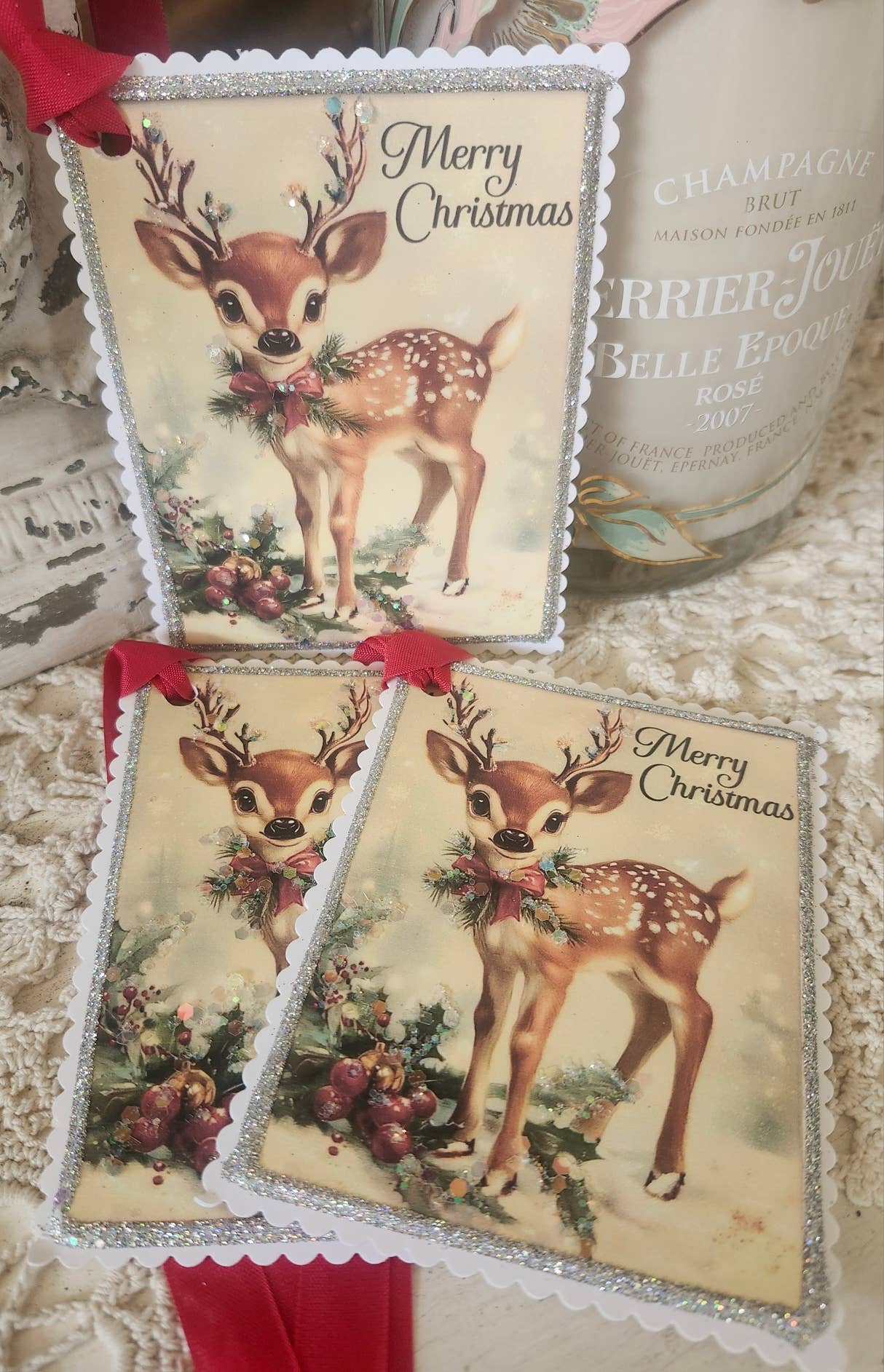 Christmas Gift Tag Retro Deer Merry Christmas