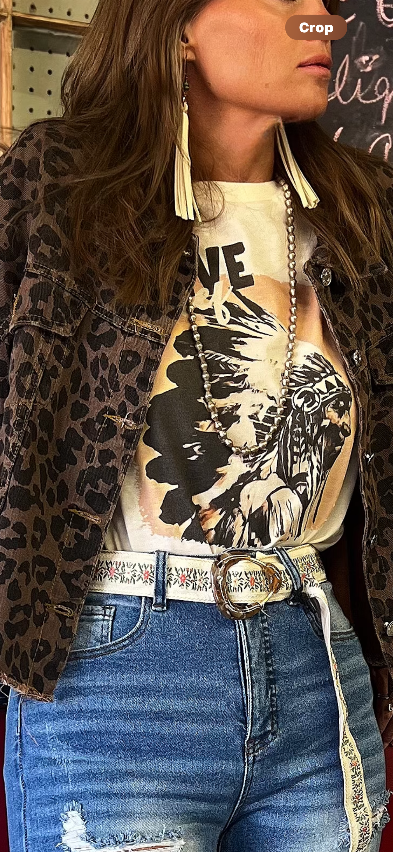 Leopard Short Denim Jacket