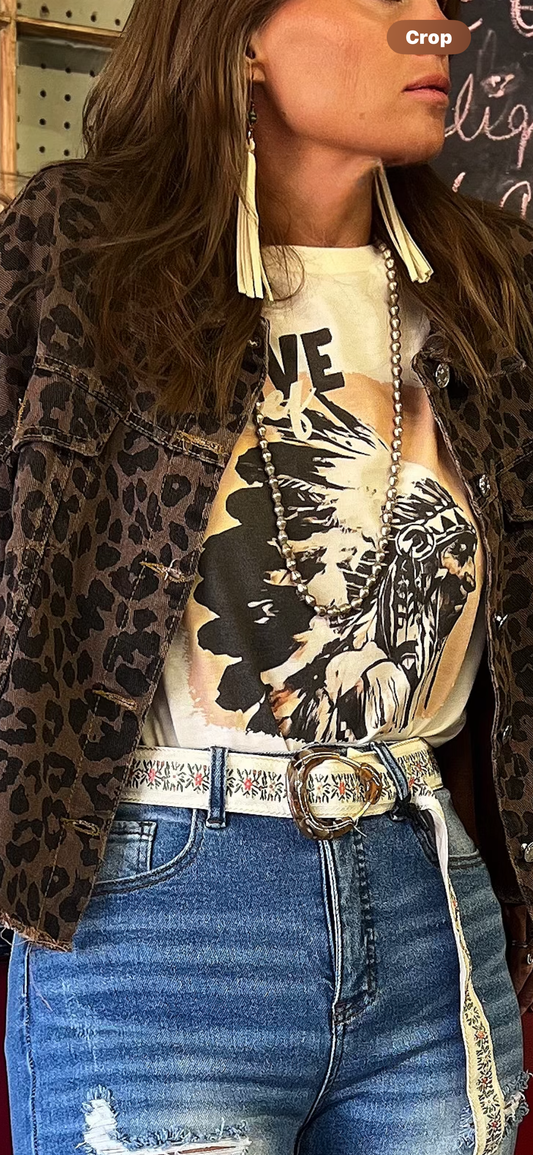 Leopard Short Denim Jacket