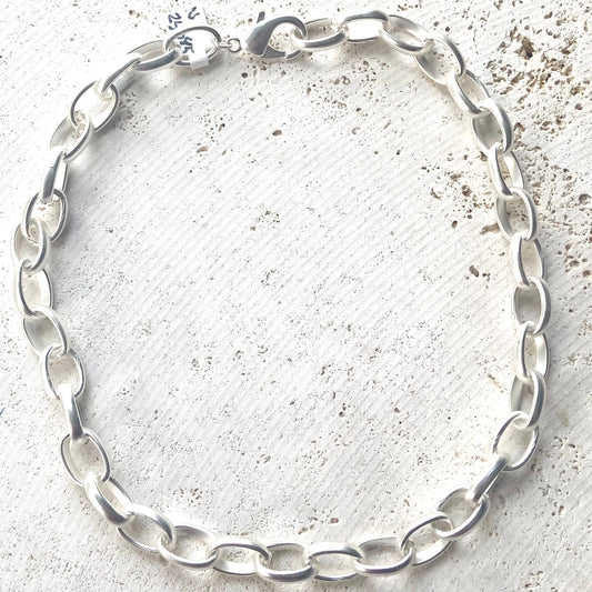 Chunky necklace matte silver  statement piece